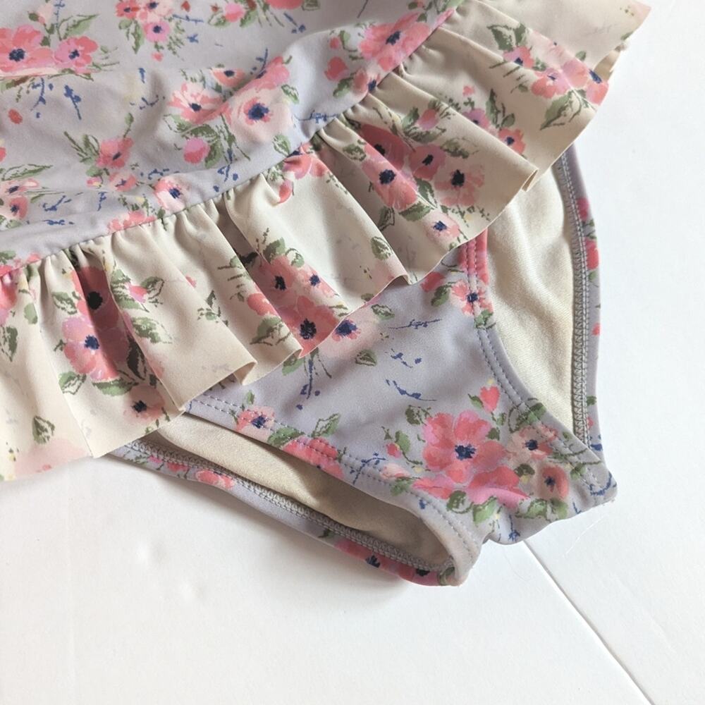 Janie and Jack Girly 6 Floral One Piece Swimsuit Halter Skirted Ruffle - Picture 3 of 6
